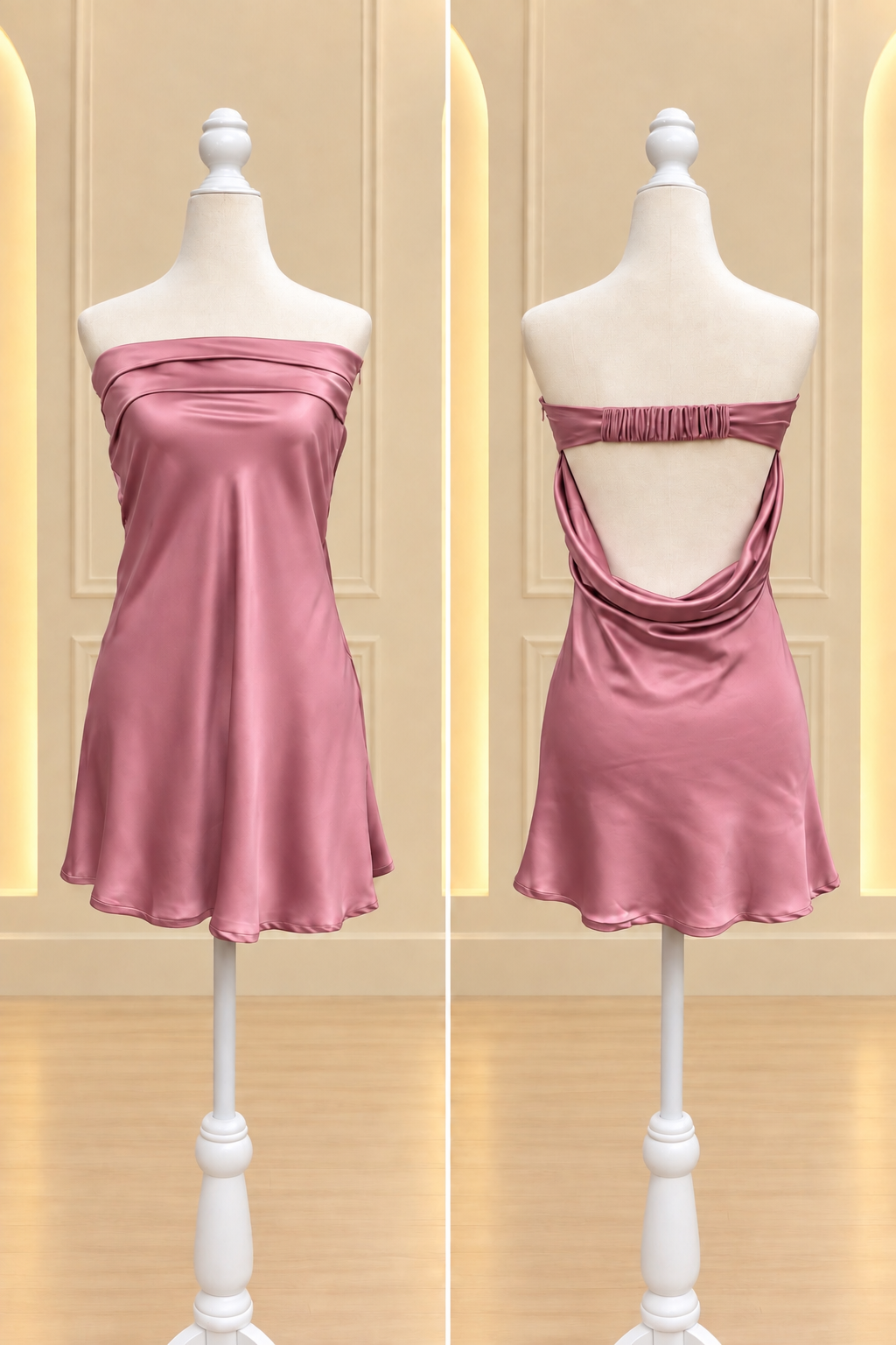 Open Back Satin Mini Dress
