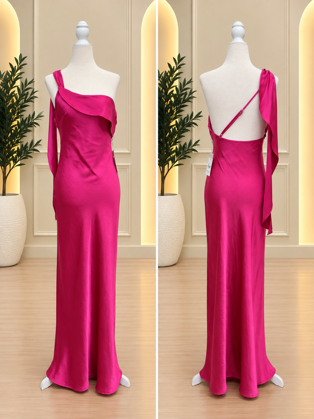 One-Shoulder Satin Gown