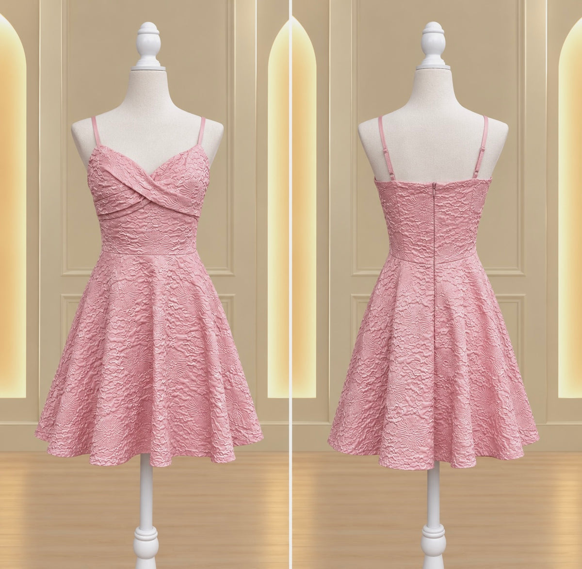Blush Lace Fit & Flare Mini Dress