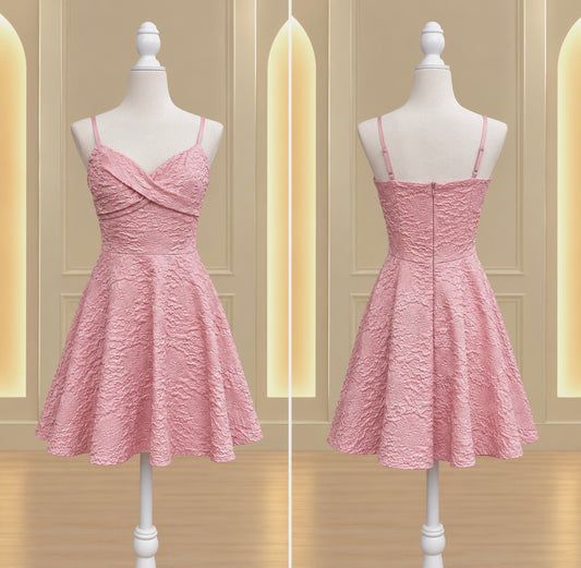 Blush Lace Fit & Flare Mini Dress