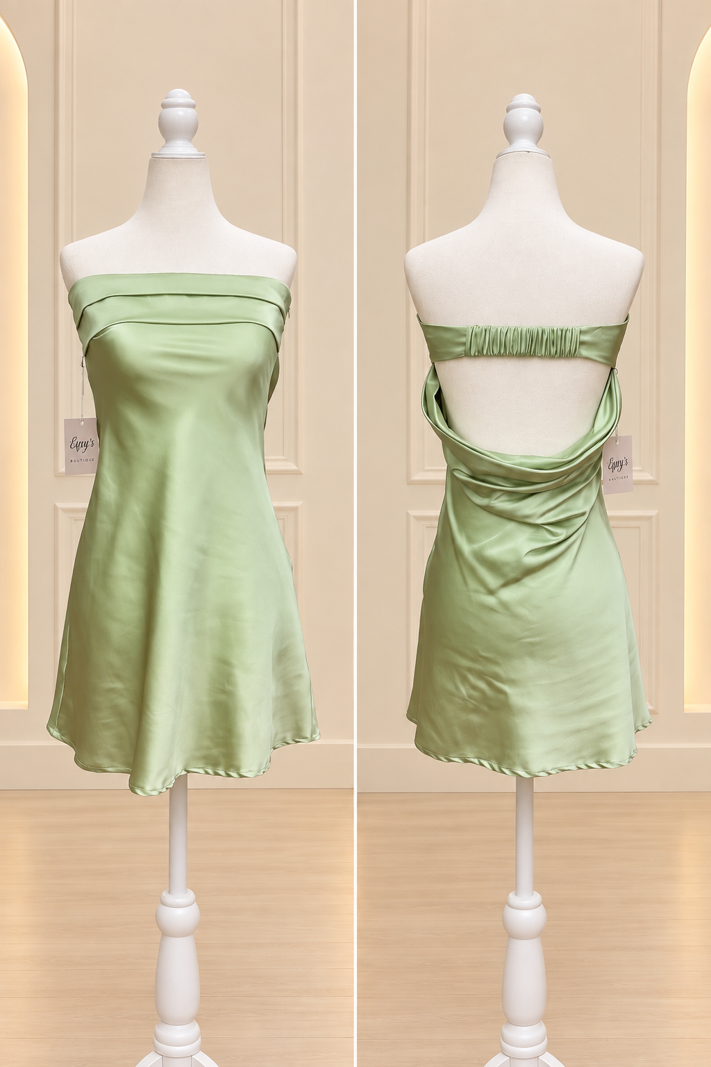 Open Back Satin Mini Dress