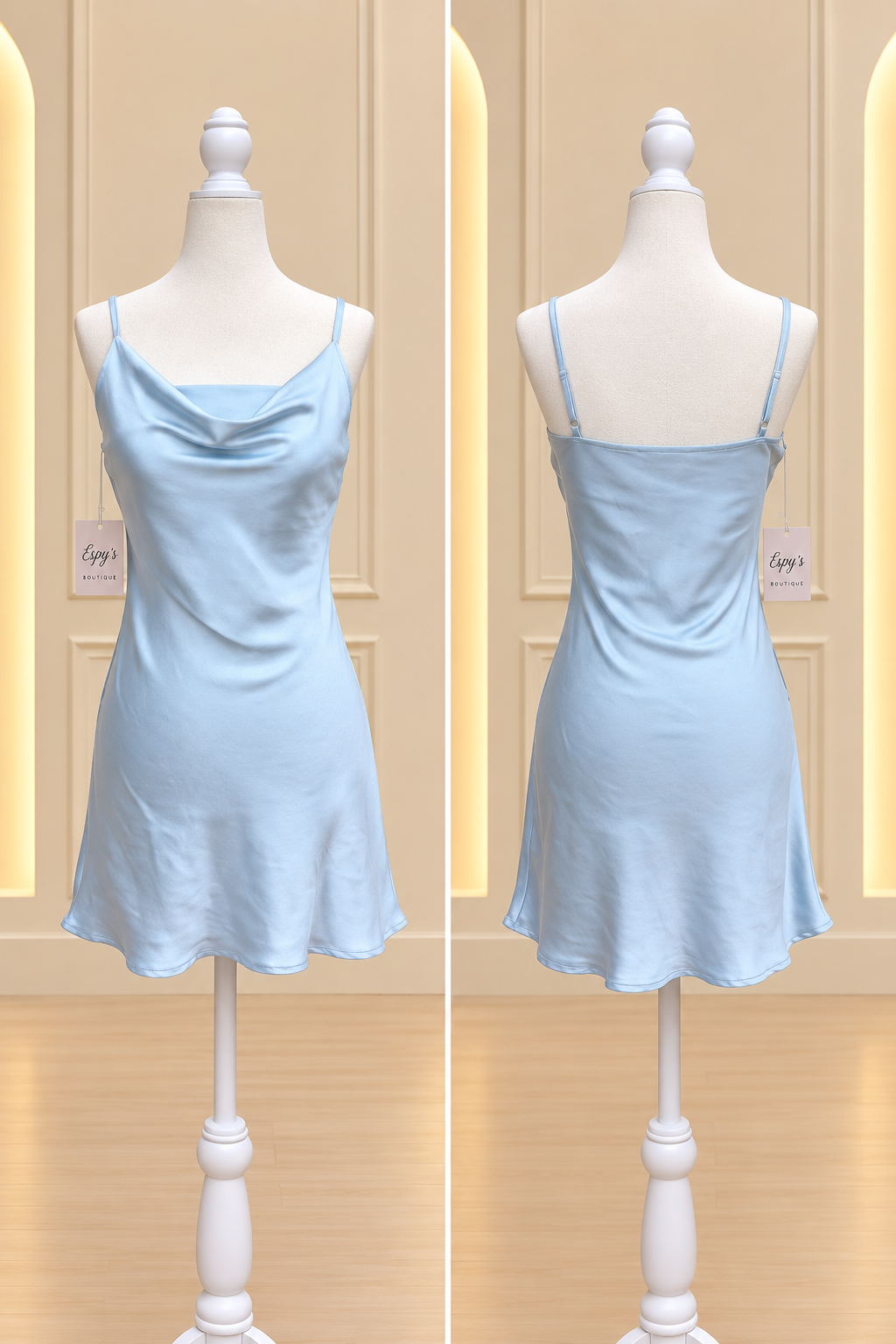 Baby Blue Silk Mini Dress