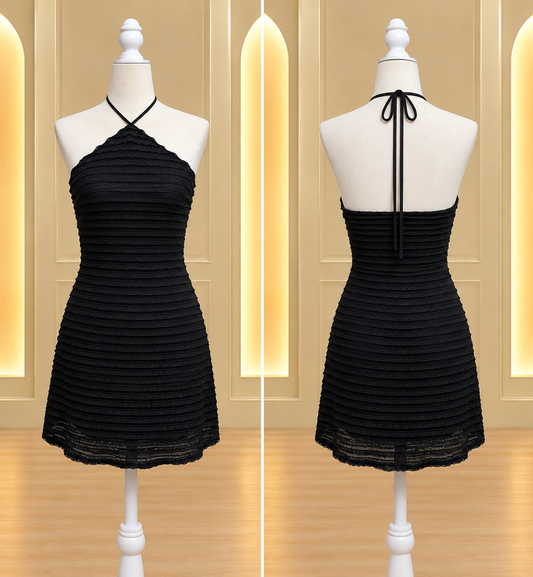Black Woven Mini Dress