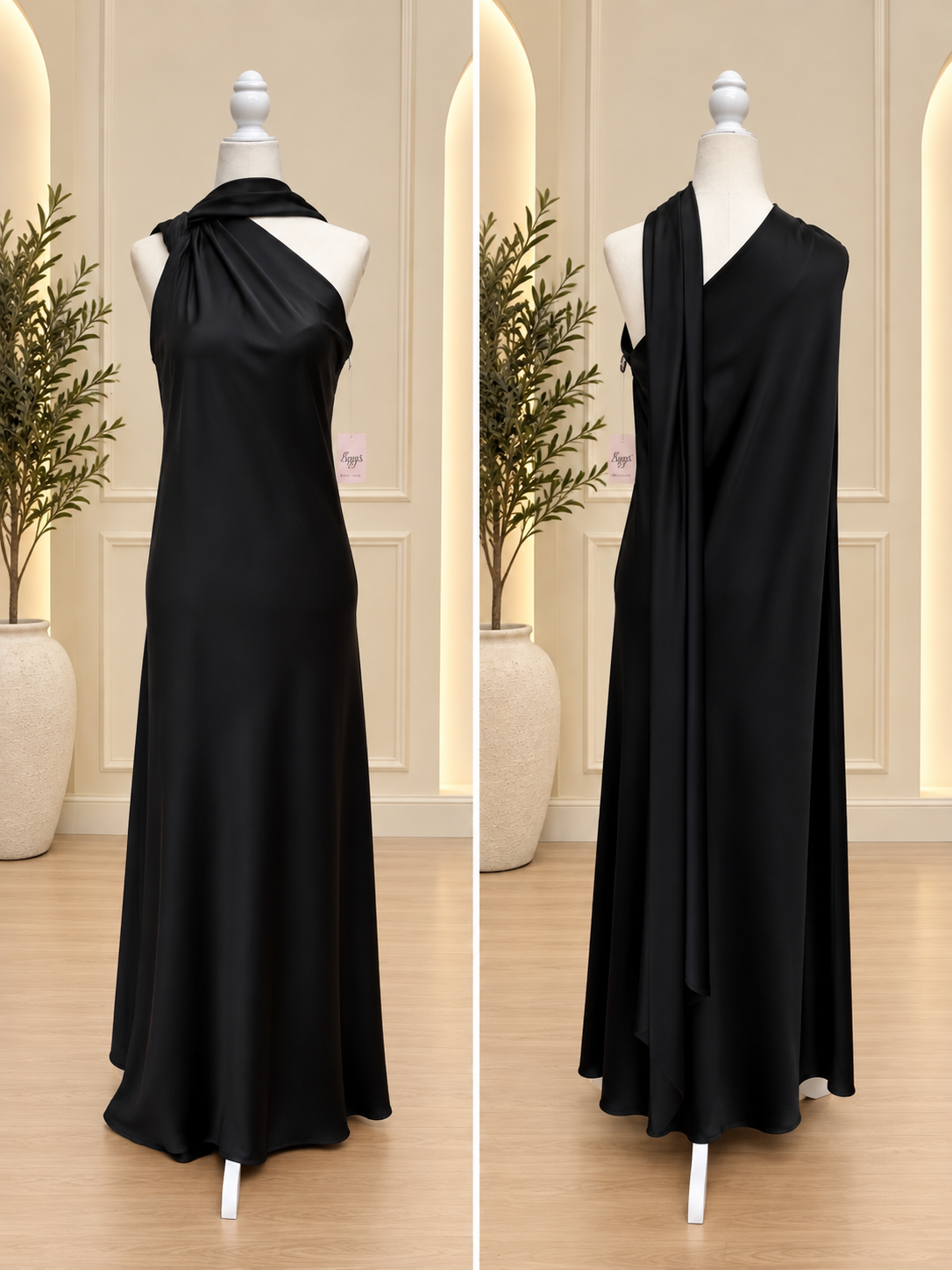 Midnight Muse One-Shoulder Satin Maxi Dress