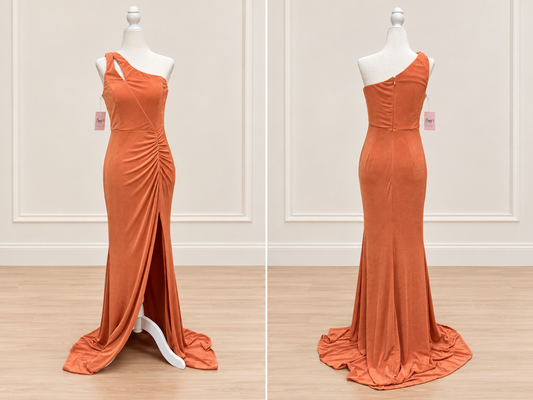 Sienna Allure One-Shoulder Ruched Velvet Maxi Dress