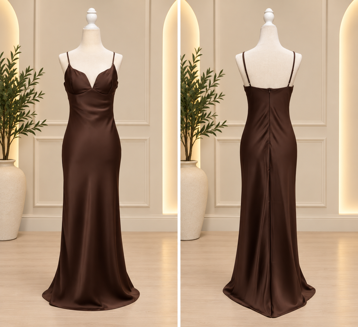 Espresso Silhouette Sweetheart Maxi Dress