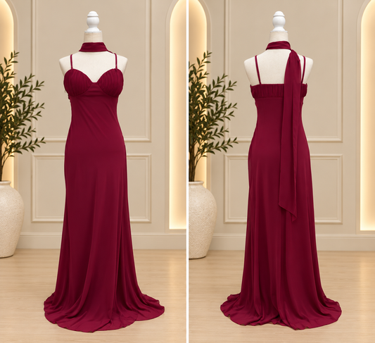 Mulberry Éclat Sweetheart Scarf Maxi Dress