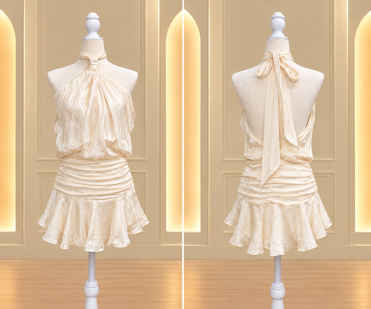 Ruched Halter Mini Dress